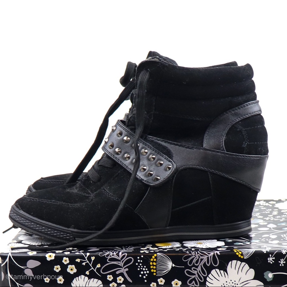 BUCCO CAPENSIS Black Suede Studded Wedge Sneakers